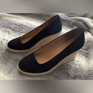 J. Crew Black Wedge Espadrilles